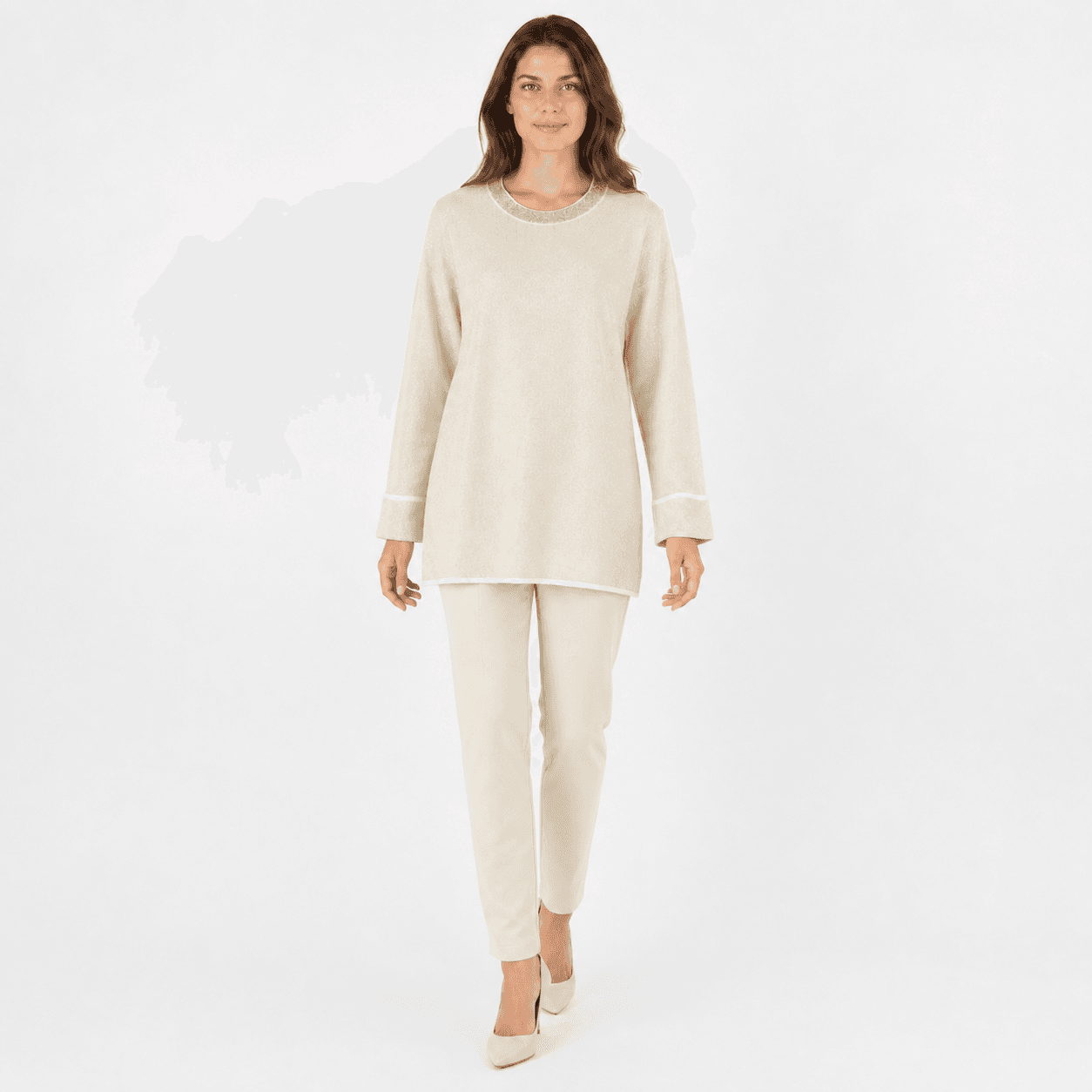 Shimmer Trim Long Top-3