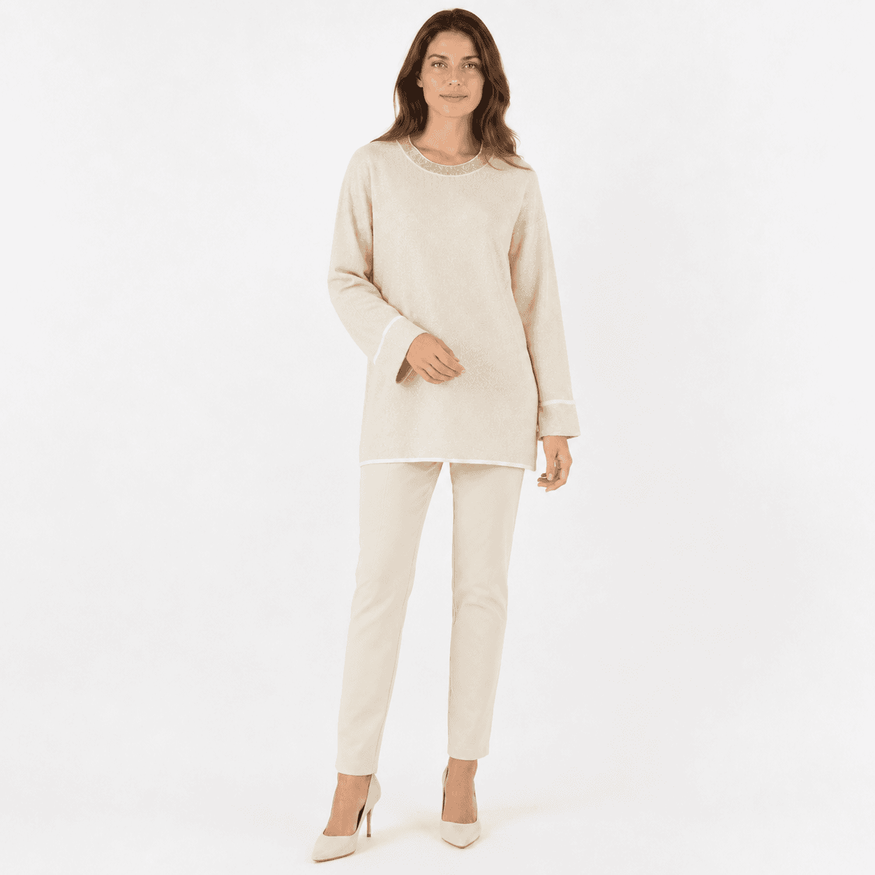 Shimmer Trim Long Top-4