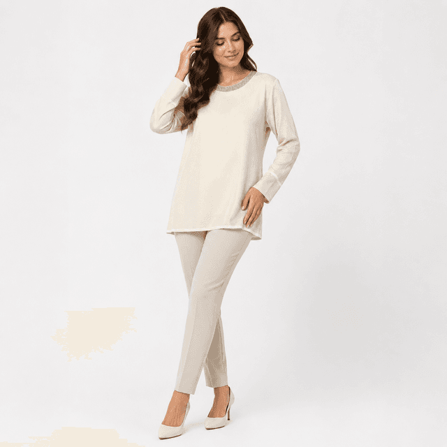Shimmer Trim Long Top