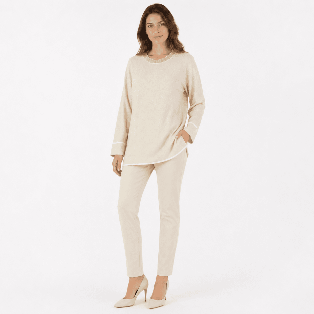 Shimmer Trim Long Top
