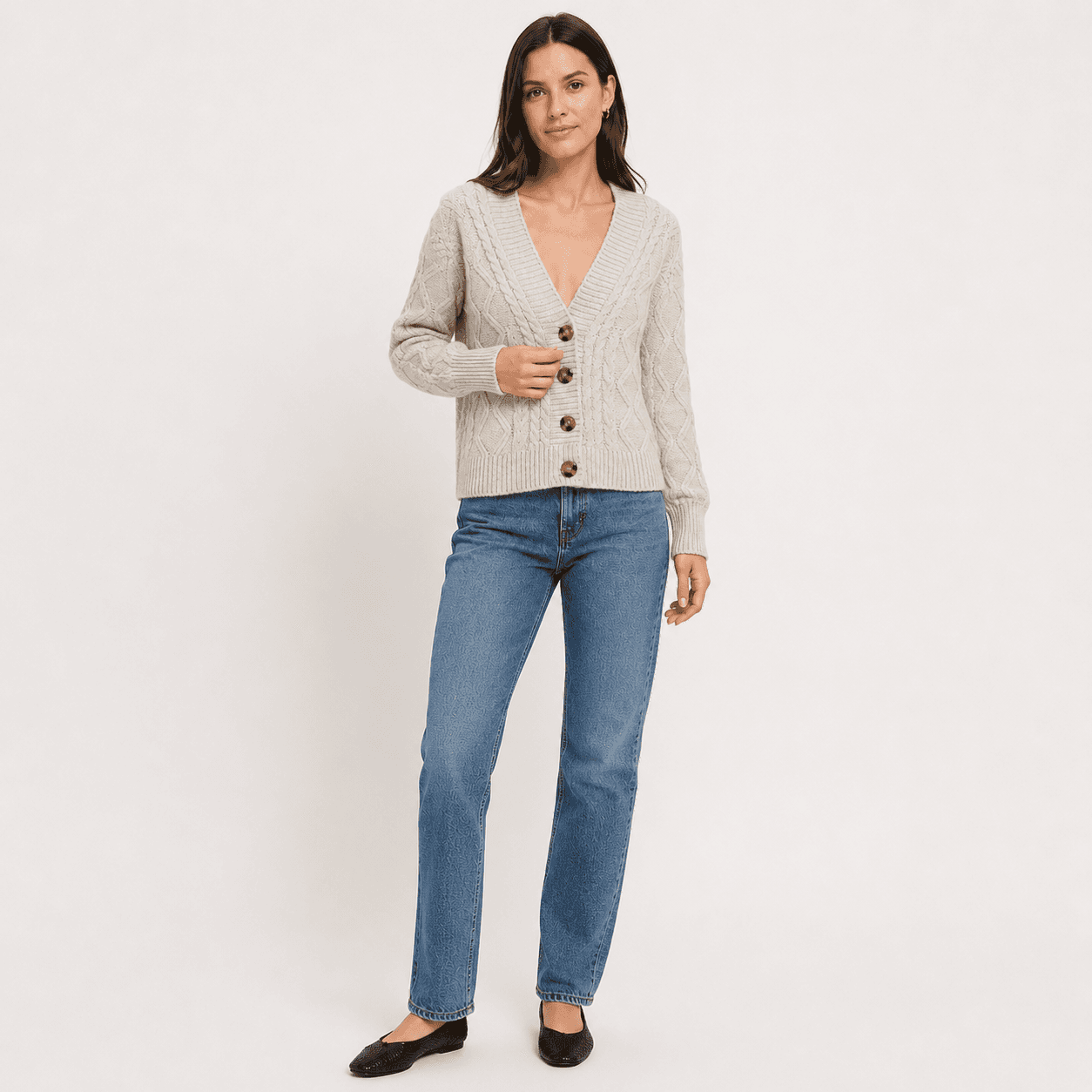 Cable Knit Button Cardigan-2