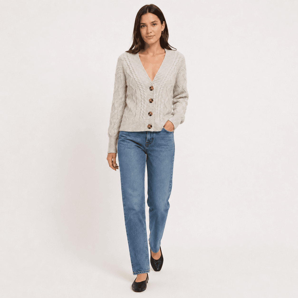 Cable Knit Button Cardigan-3