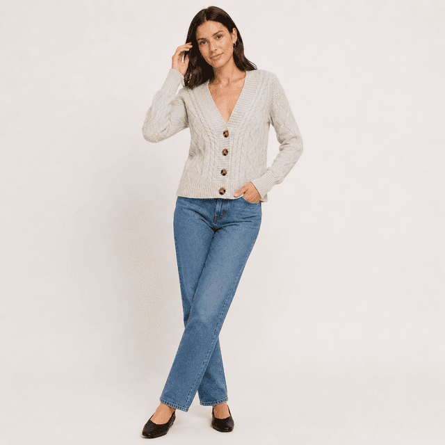 Cable Knit Button Cardigan