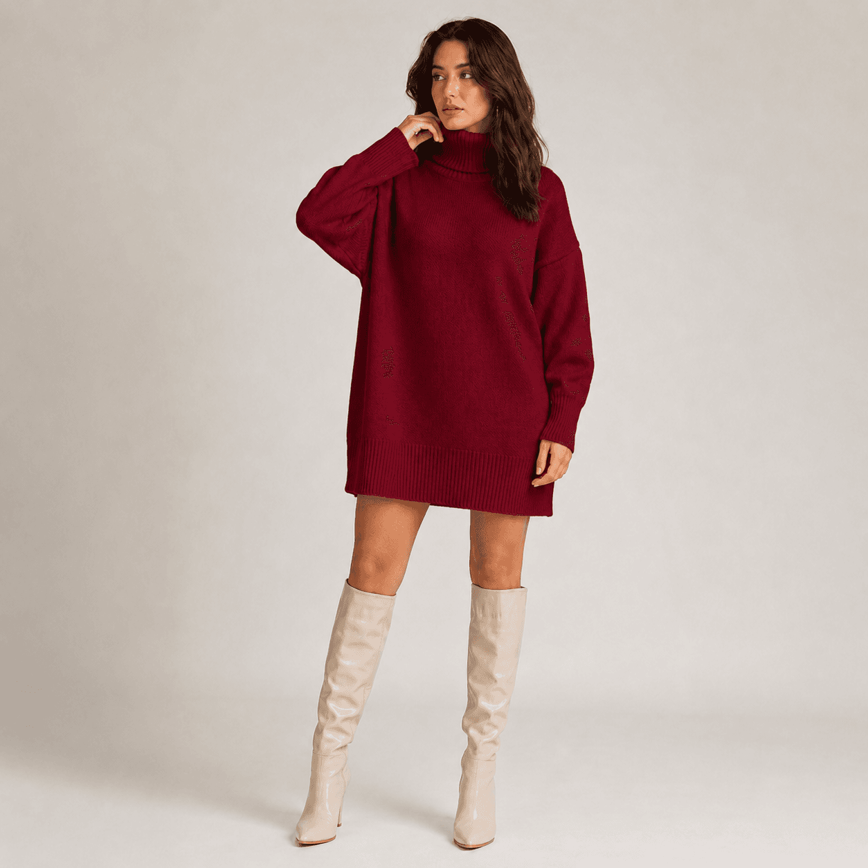 Oversized Knit Turtleneck Top-2