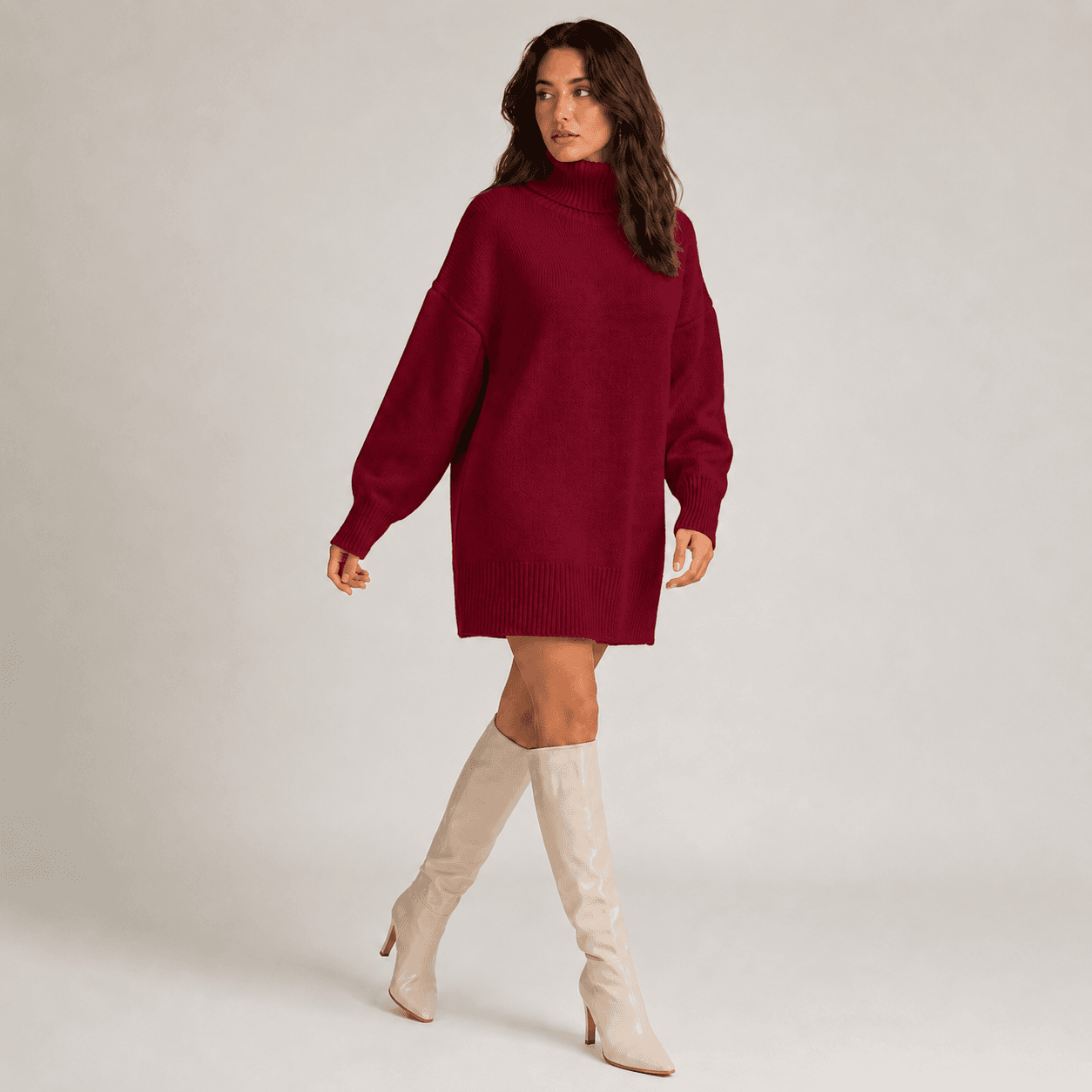 Oversized Knit Turtleneck Top-3