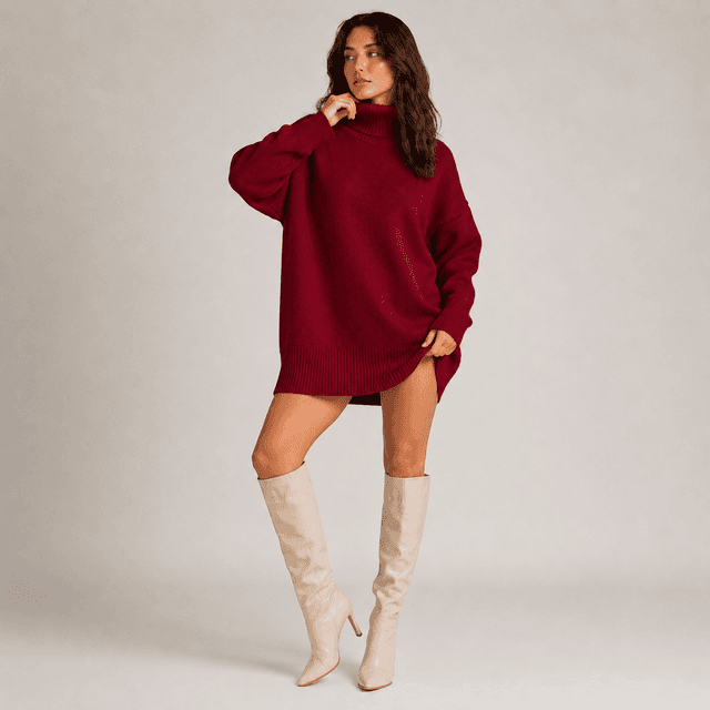 Oversized Knit Turtleneck Top