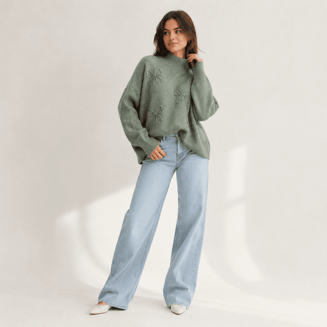 Bow Detail Cozy Knit Sweater