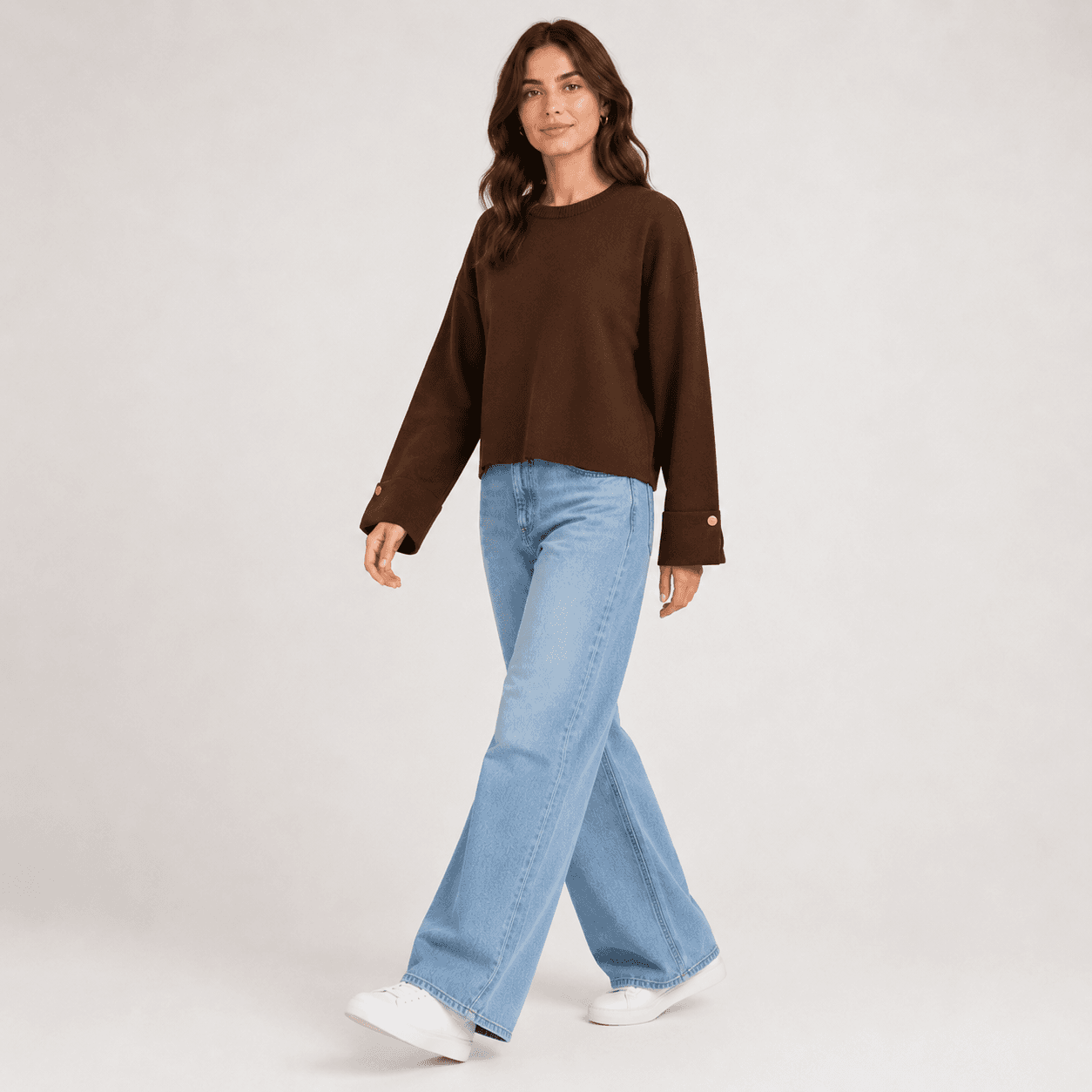 Button Cuff Relaxed Knit Top-3