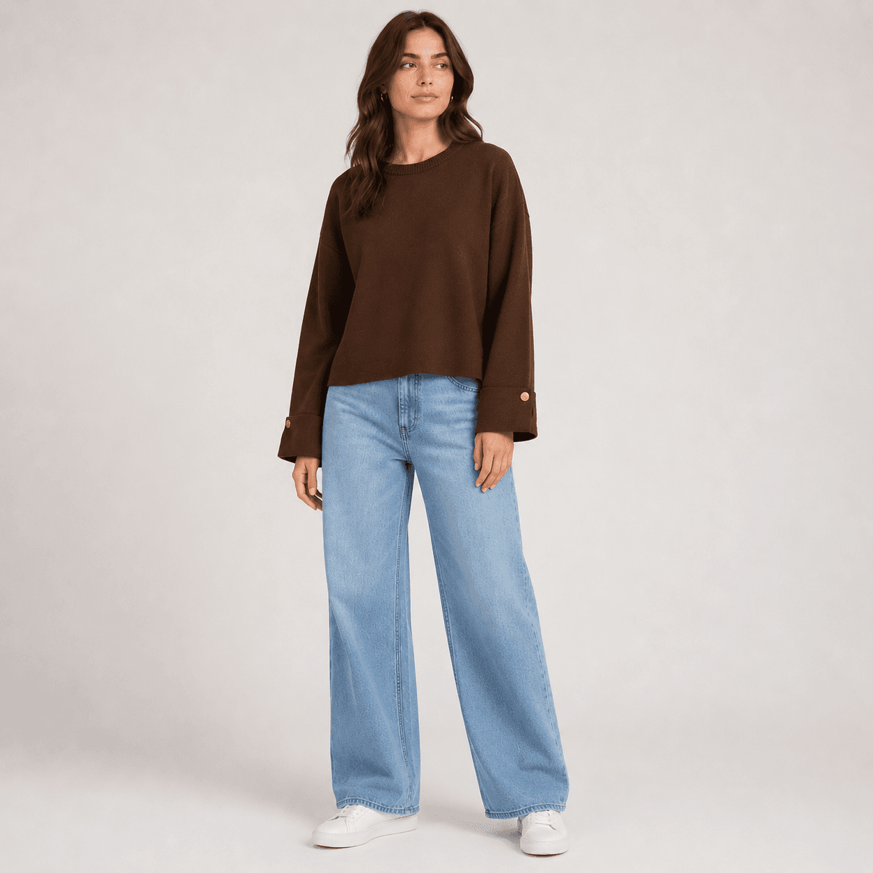 Button Cuff Relaxed Knit Top-4