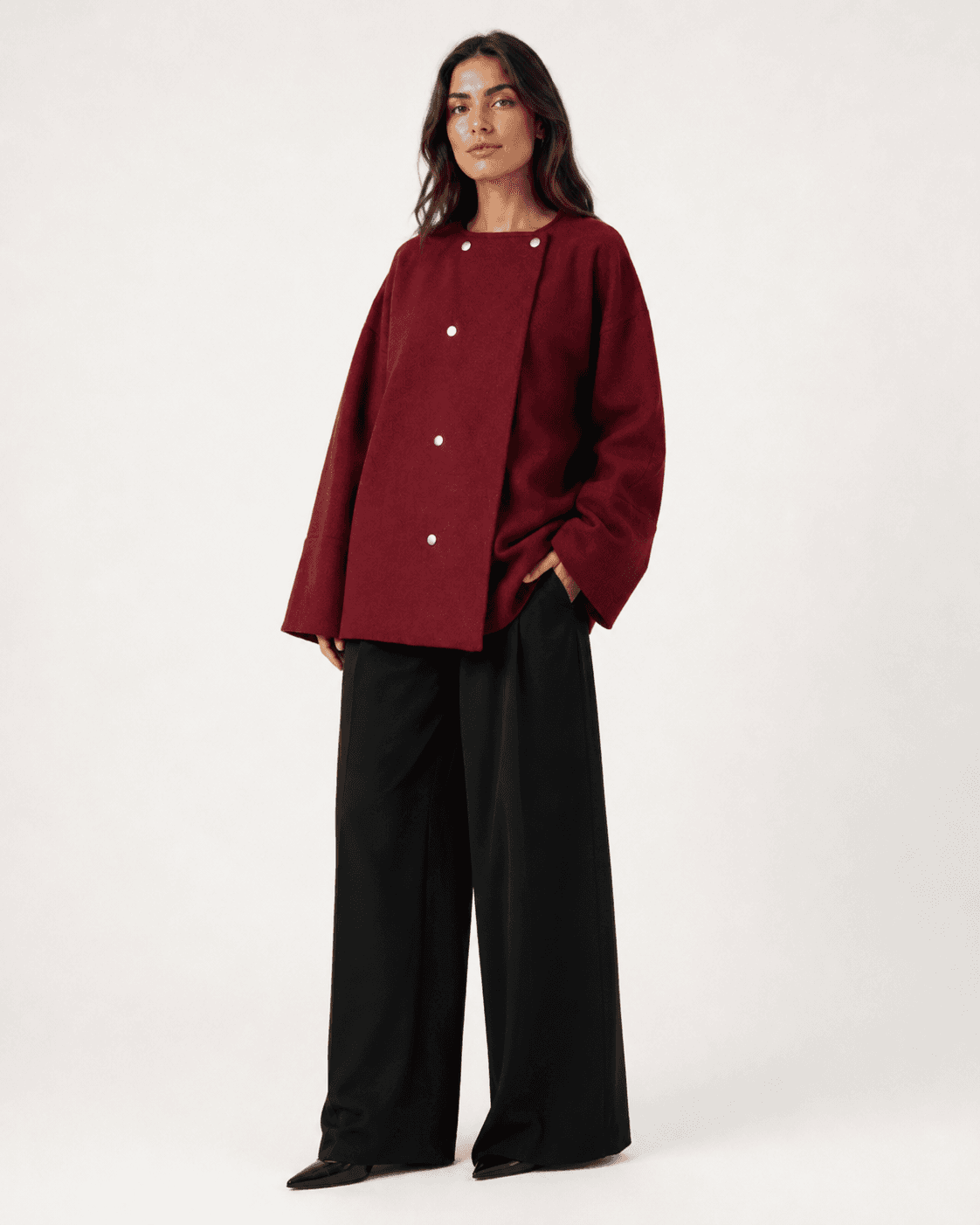 Burgundy Button Jacket-2