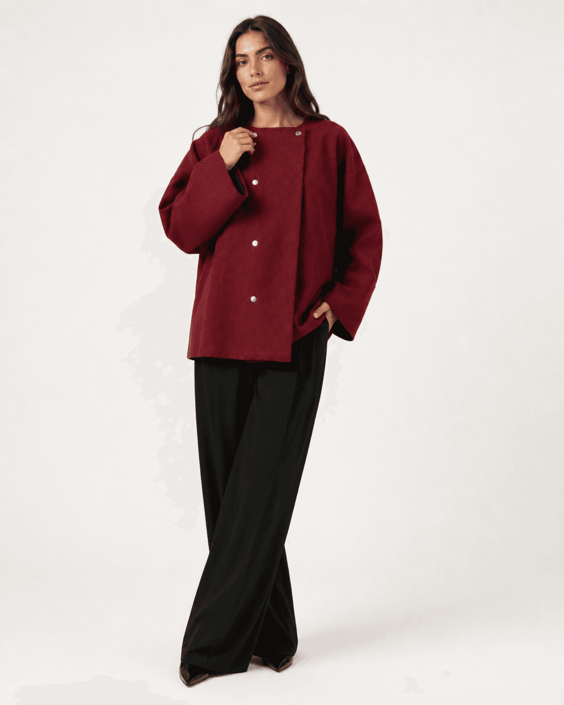 Burgundy Button Jacket detail