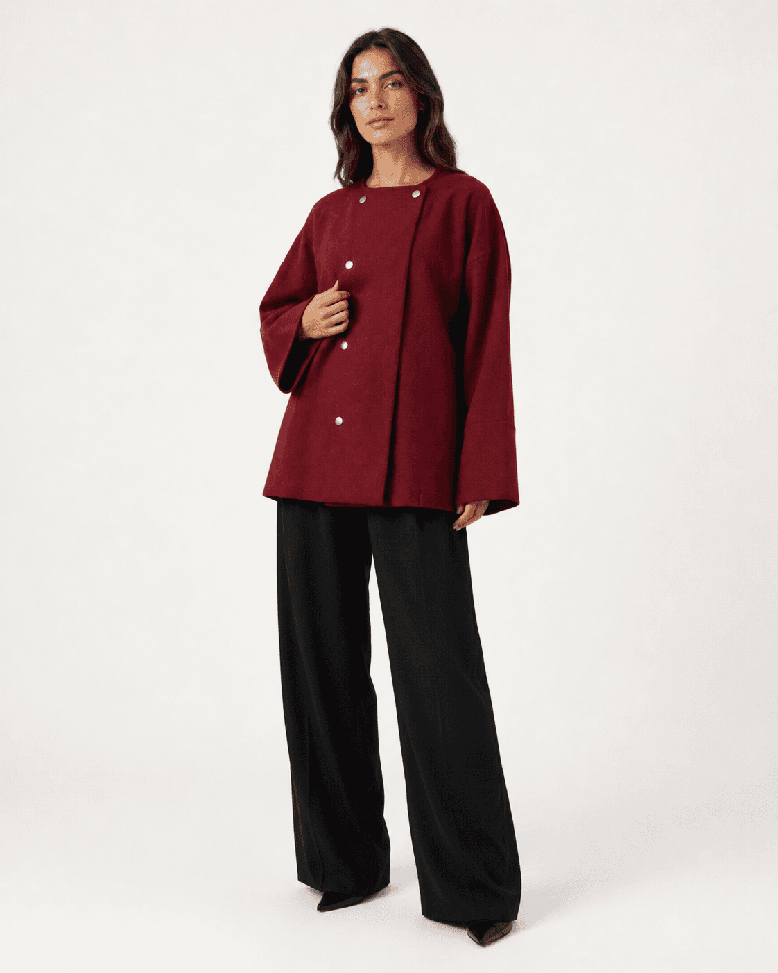 Burgundy Button Jacket-3