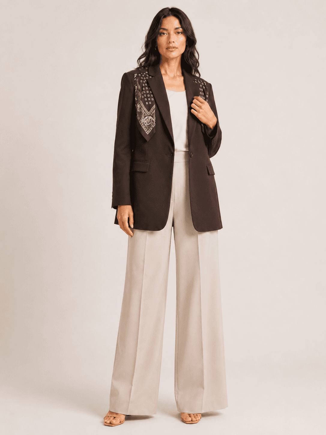 Scarf Detail Tailored Blazer-3
